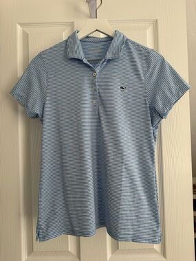 Vineyard Vines Ladies light blue Striped Performance Polo size S